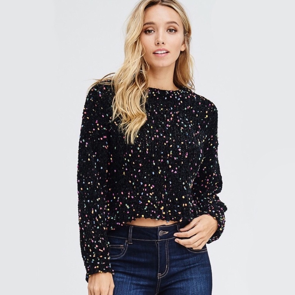 NEW Chenille Confetti Turtleneck Knit Sweater - Picture 2 of 7